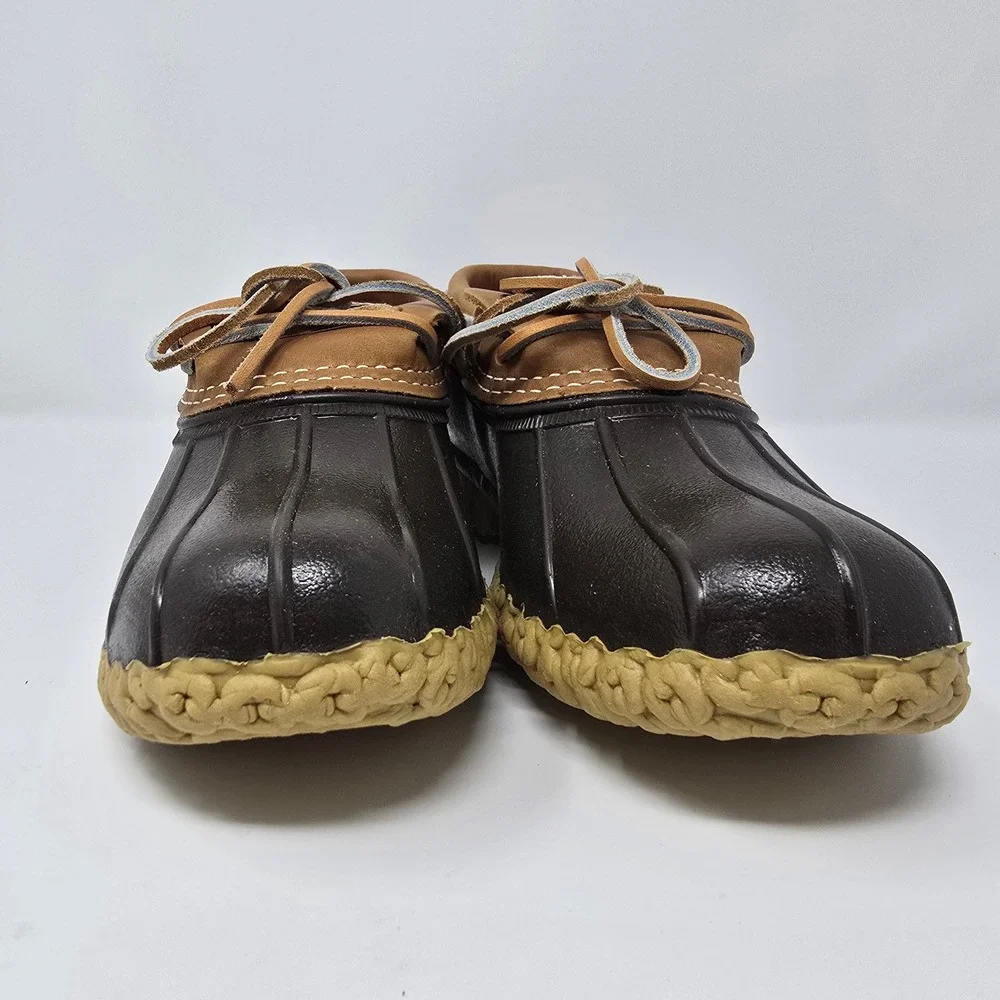LL Bean Rubber Moc Bean Boots Womens 8 M Brown Tan Low Duck Shoes 175067 USA
